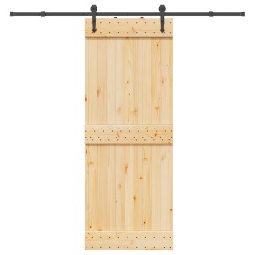 Puerta corredera con herrajes madera maciza de pino 80x210