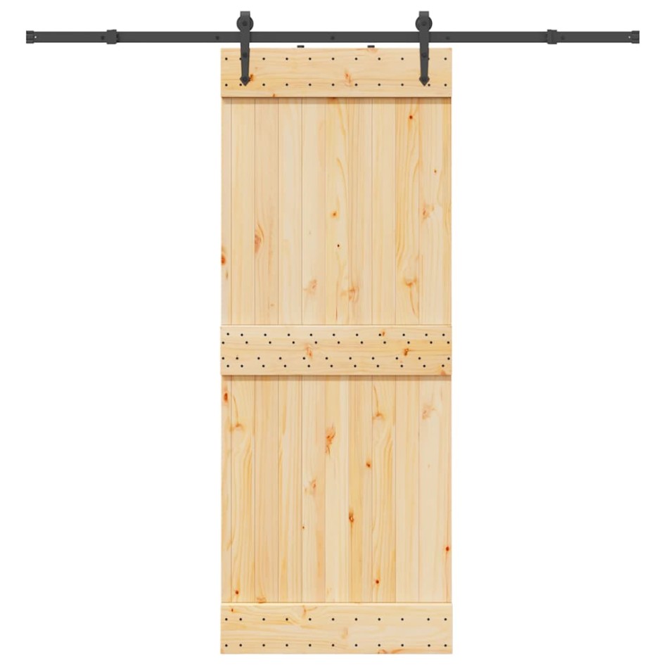 Puerta corredera con herrajes madera maciza de pino 80x210