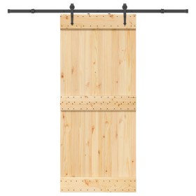 Puerta corredera con herrajes madera maciza de pino 90x210