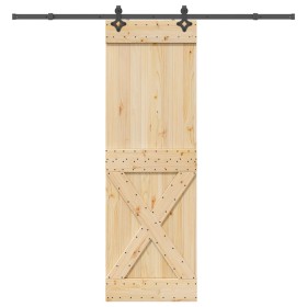 Puerta corredera con herrajes madera maciza de pino 70x210