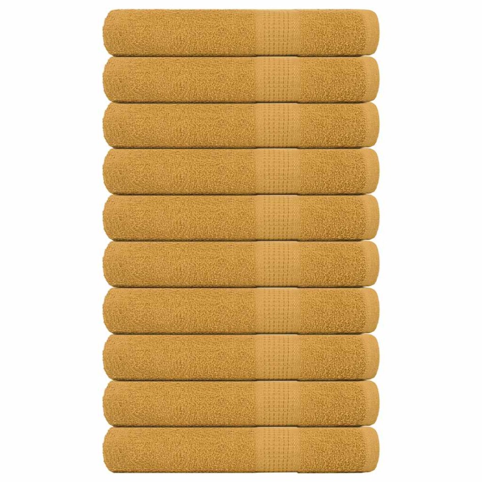 Toallas de sauna 10 uds 100% algodón oro 80x200 cm 360
