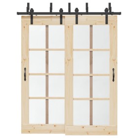 Kit de herrajes para puertas correderas acero negro 183