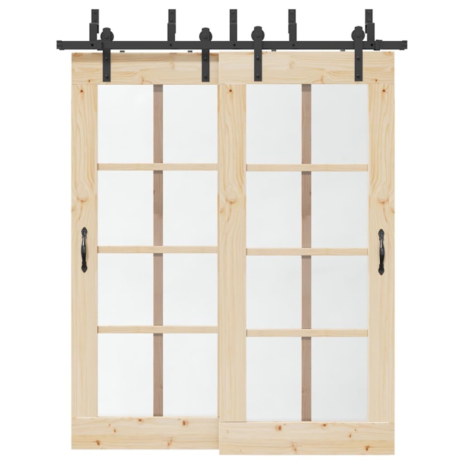 Kit de herrajes para puertas correderas acero negro 183