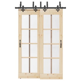 Kit de herrajes para puertas correderas acero negro 152,5