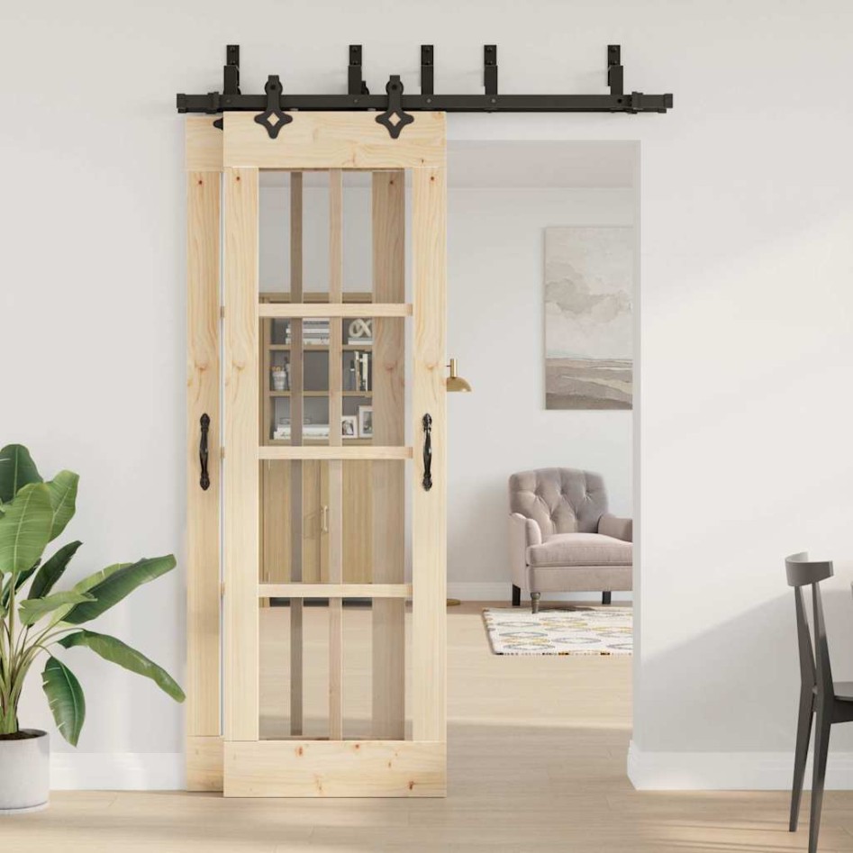 Kit de herrajes para puertas correderas acero negro 152,5