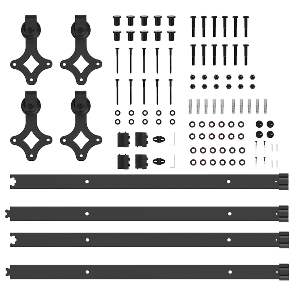 Kit de herrajes para puertas correderas acero negro 152,5