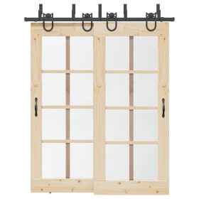 Kit de herrajes para puertas correderas acero negro 183