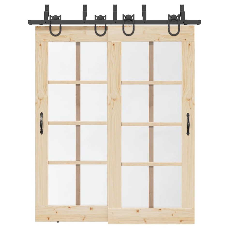 Kit de herrajes para puertas correderas acero negro 183