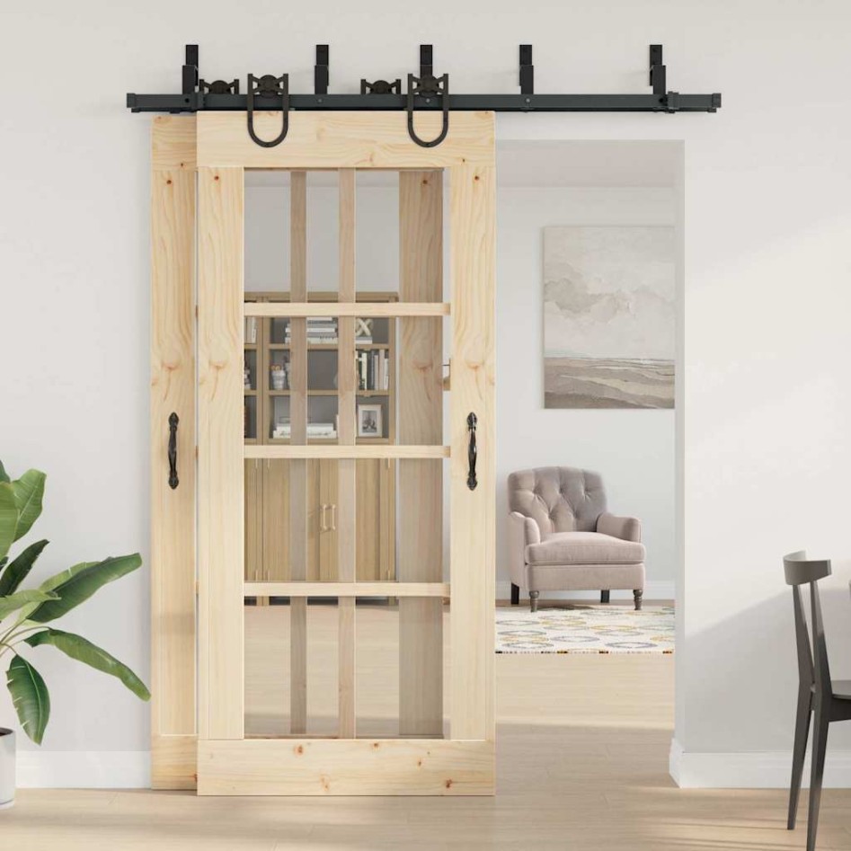 Kit de herrajes para puertas correderas acero negro 183