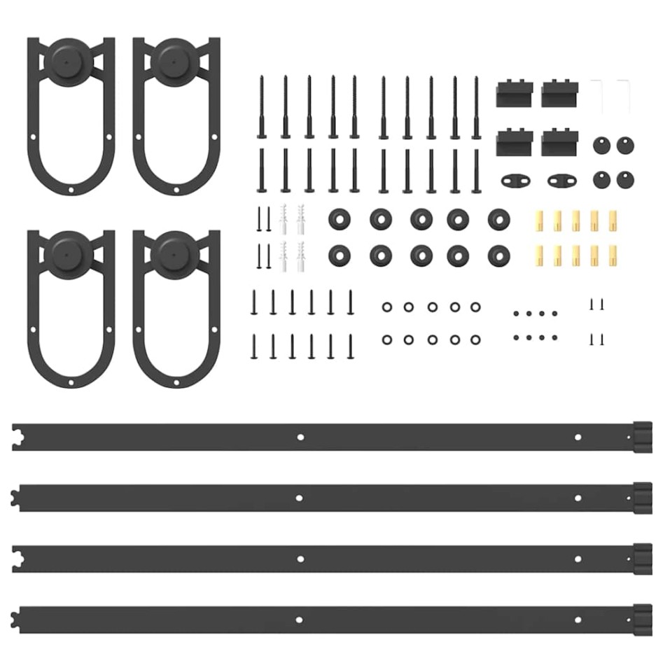 Kit de herrajes para puertas correderas acero negro 183