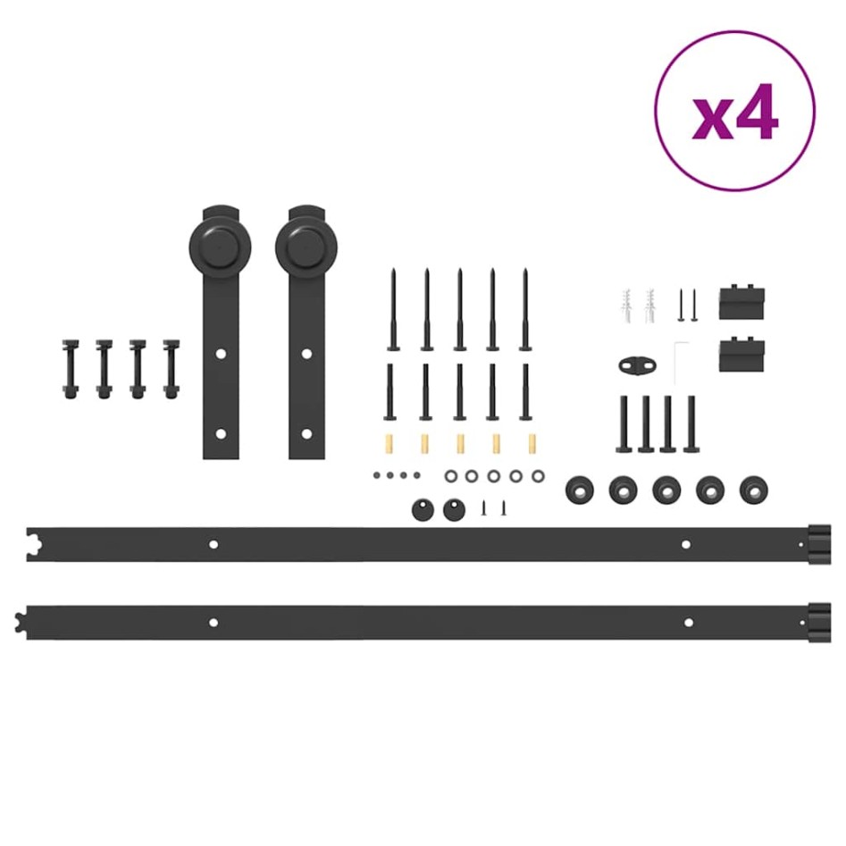 Kit de herrajes para puertas correderas acero negro 400