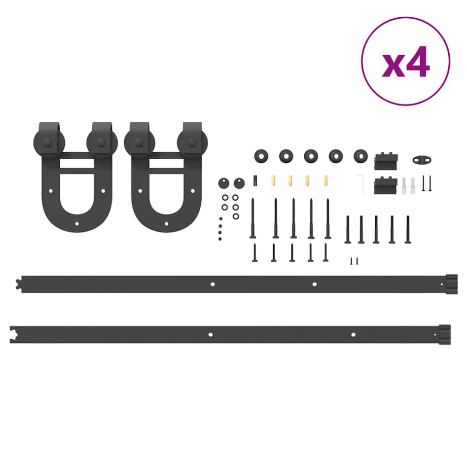 Kit de herrajes para puertas correderas acero negro 400