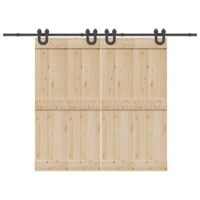Kit de herrajes para puertas correderas acero negro 366