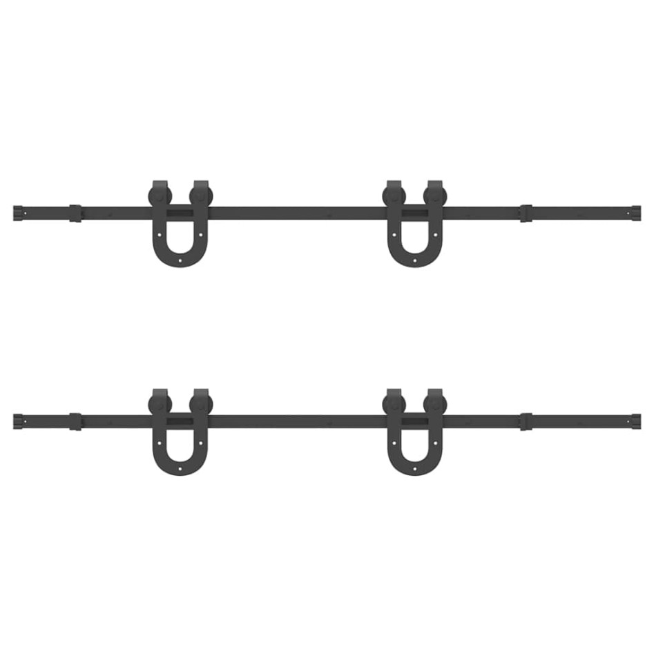 Kit de herrajes para puertas correderas acero negro 366