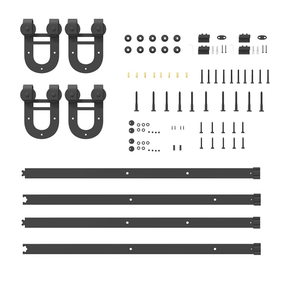 Kit de herrajes para puertas correderas acero negro 366