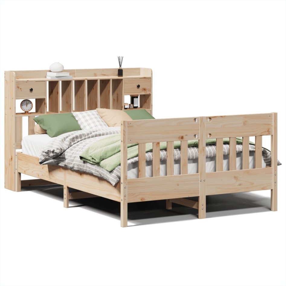 Estructura de cama sin colchón madera maciza de pino 140x190
