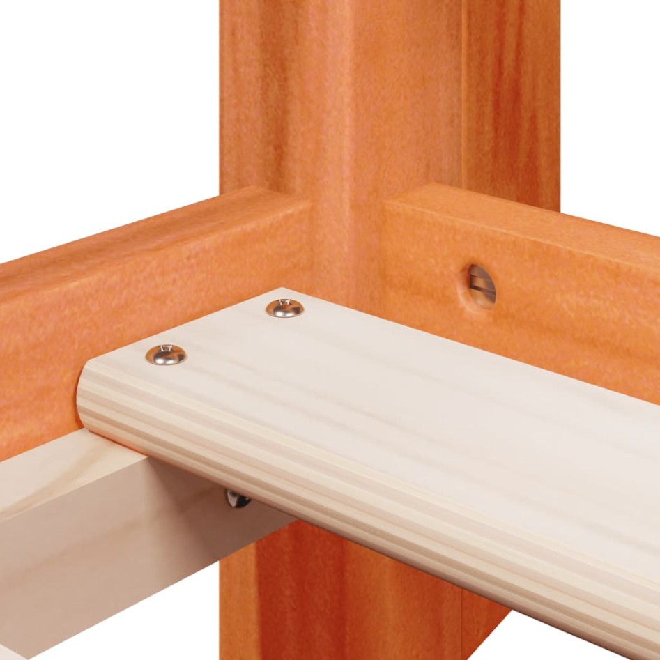 Cama litera con techo madera maciza pino marrón cera 90x190