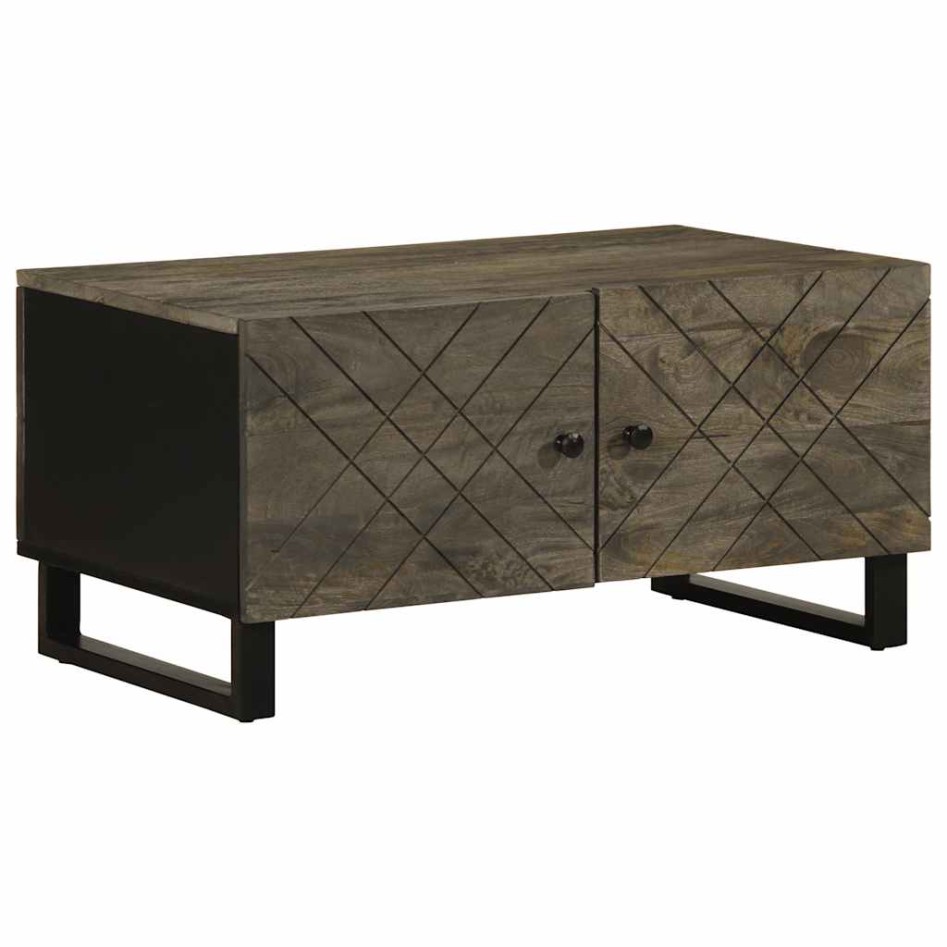 Mesa de centro madera maciza de mango negra 80x50x40