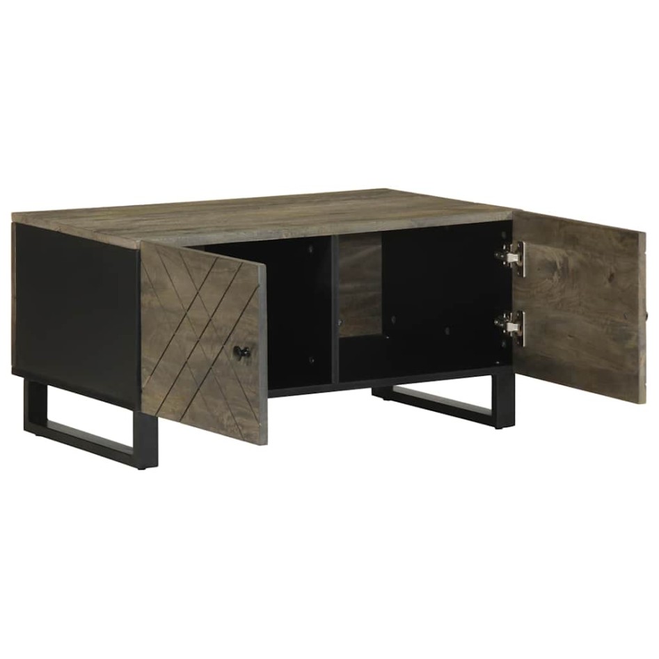Mesa de centro madera maciza de mango negra 80x50x40