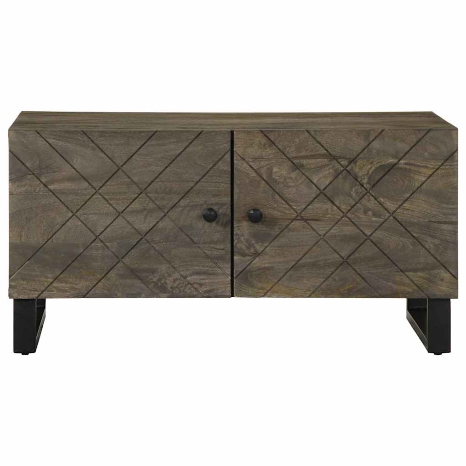 Mesa de centro madera maciza de mango negra 80x50x40