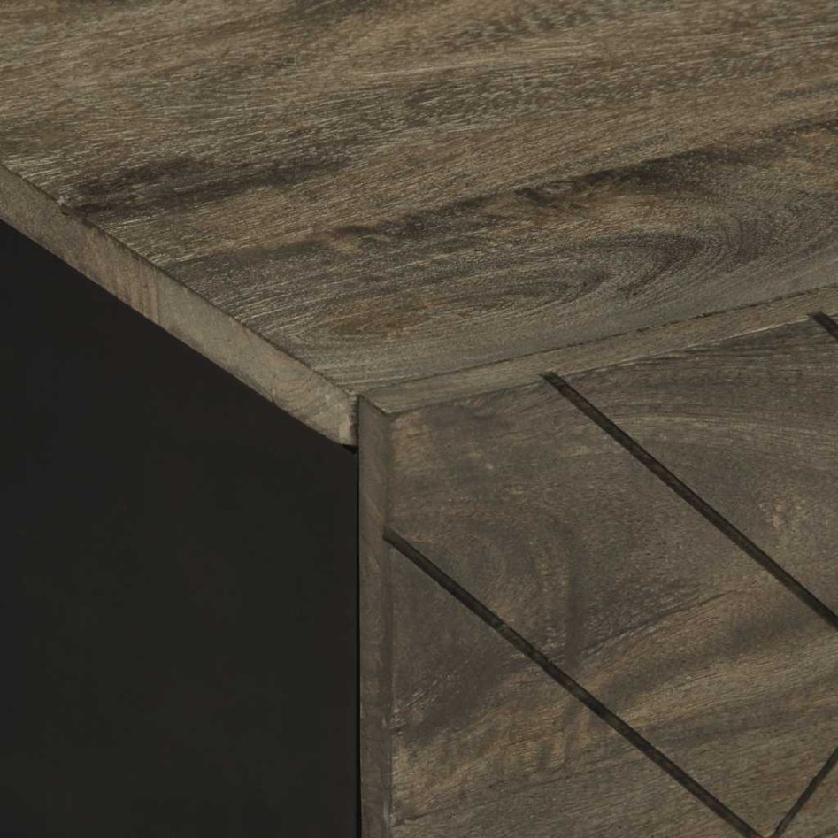 Mesa de centro madera maciza de mango negra 80x50x40