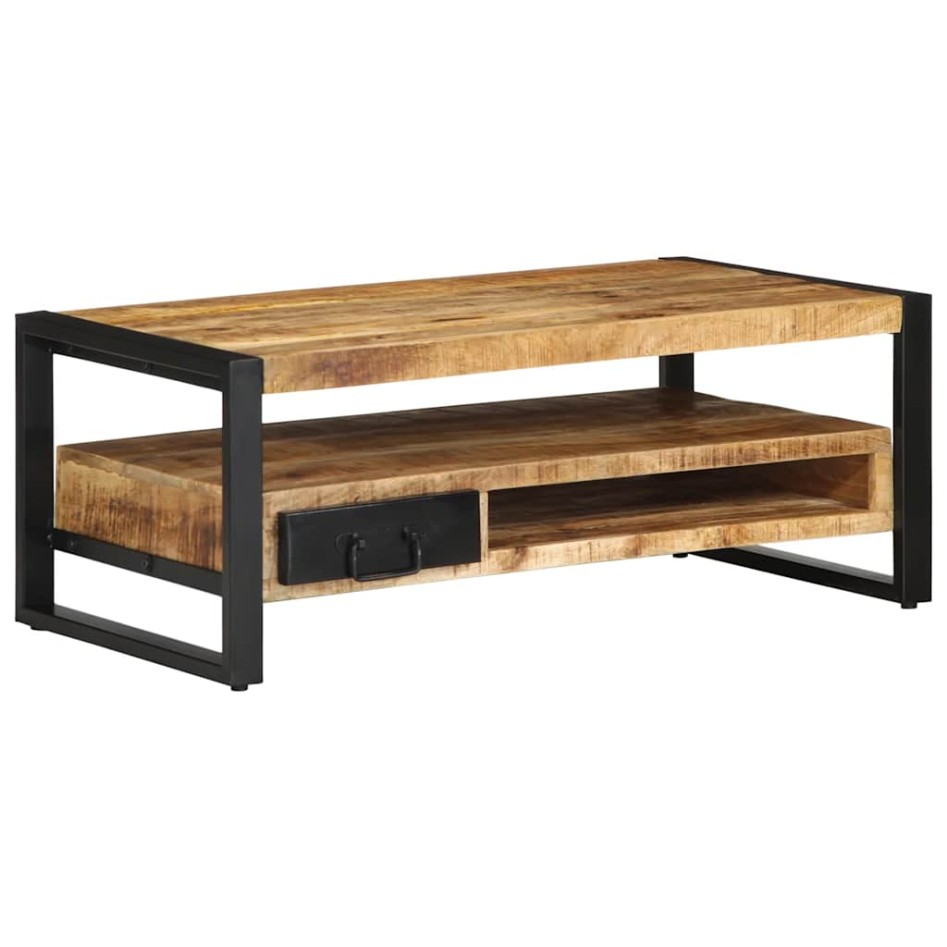 Mesa de centro de madera maciza de mango rugosa 90x50x36