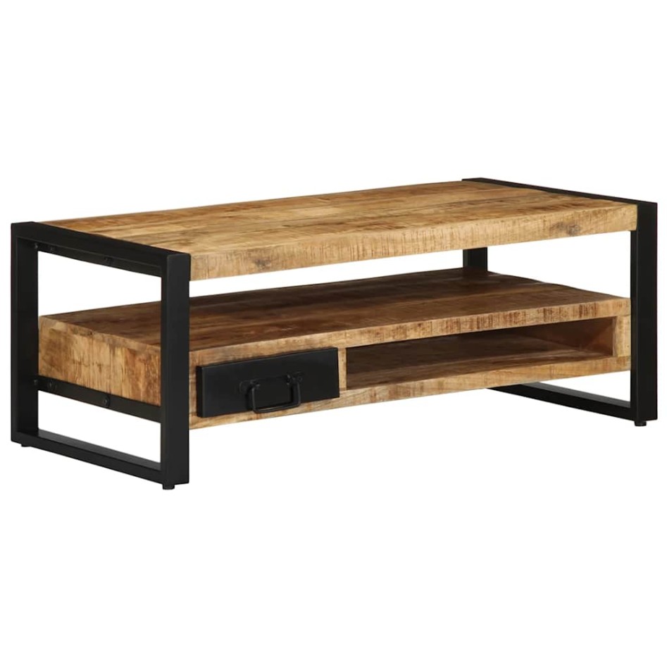 Mesa de centro de madera maciza de mango rugosa 90x50x36