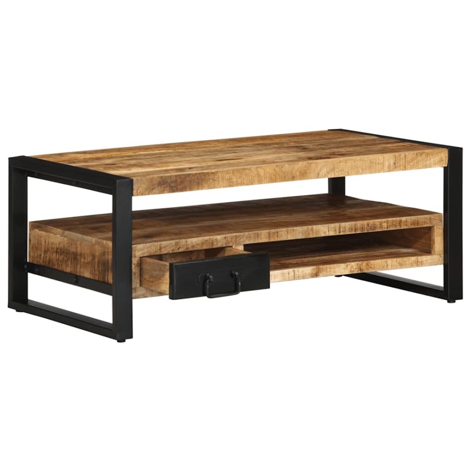 Mesa de centro de madera maciza de mango rugosa 90x50x36