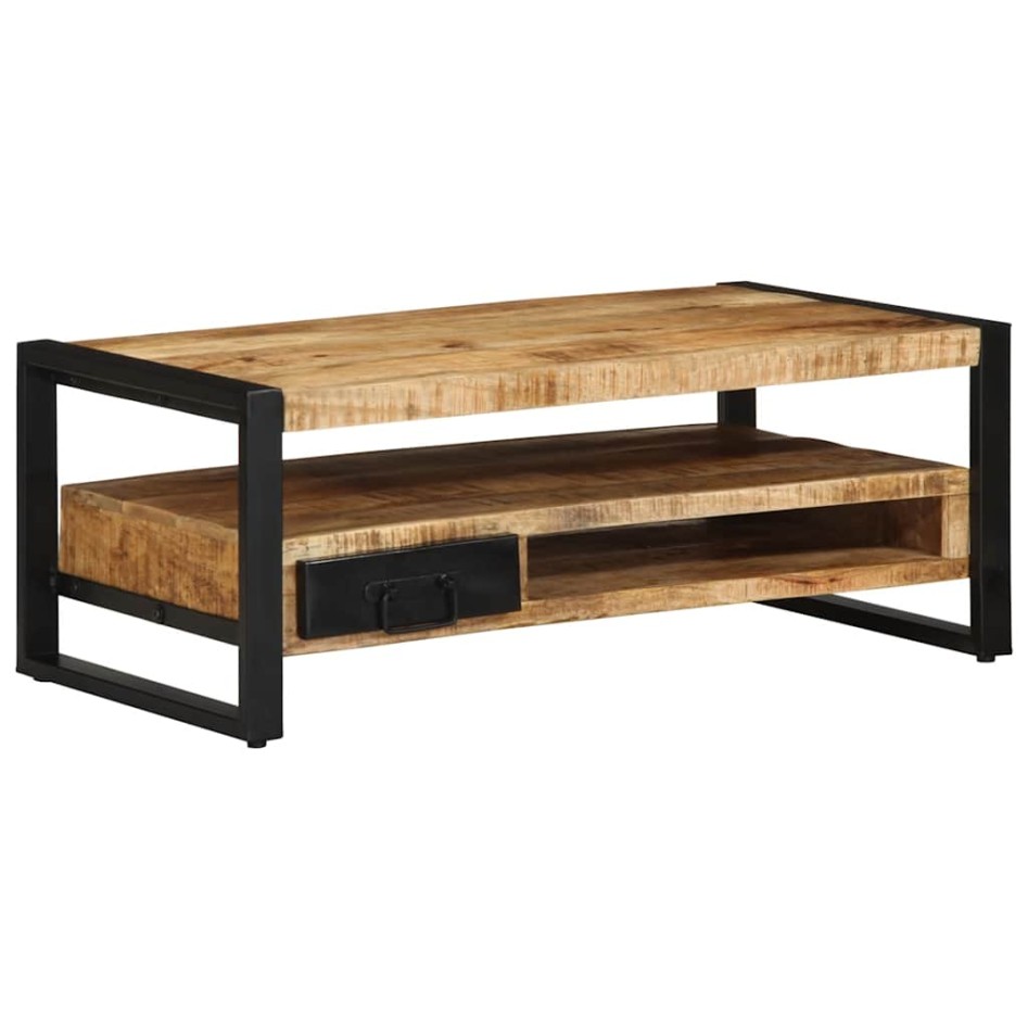 Mesa de centro de madera maciza de mango rugosa 90x50x36