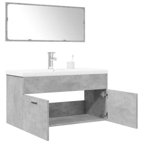 Set muebles de baño 2 piezas madera contrachapada gris