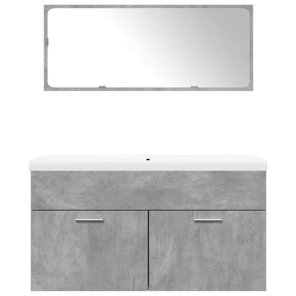 Set muebles de baño 2 piezas madera contrachapada gris