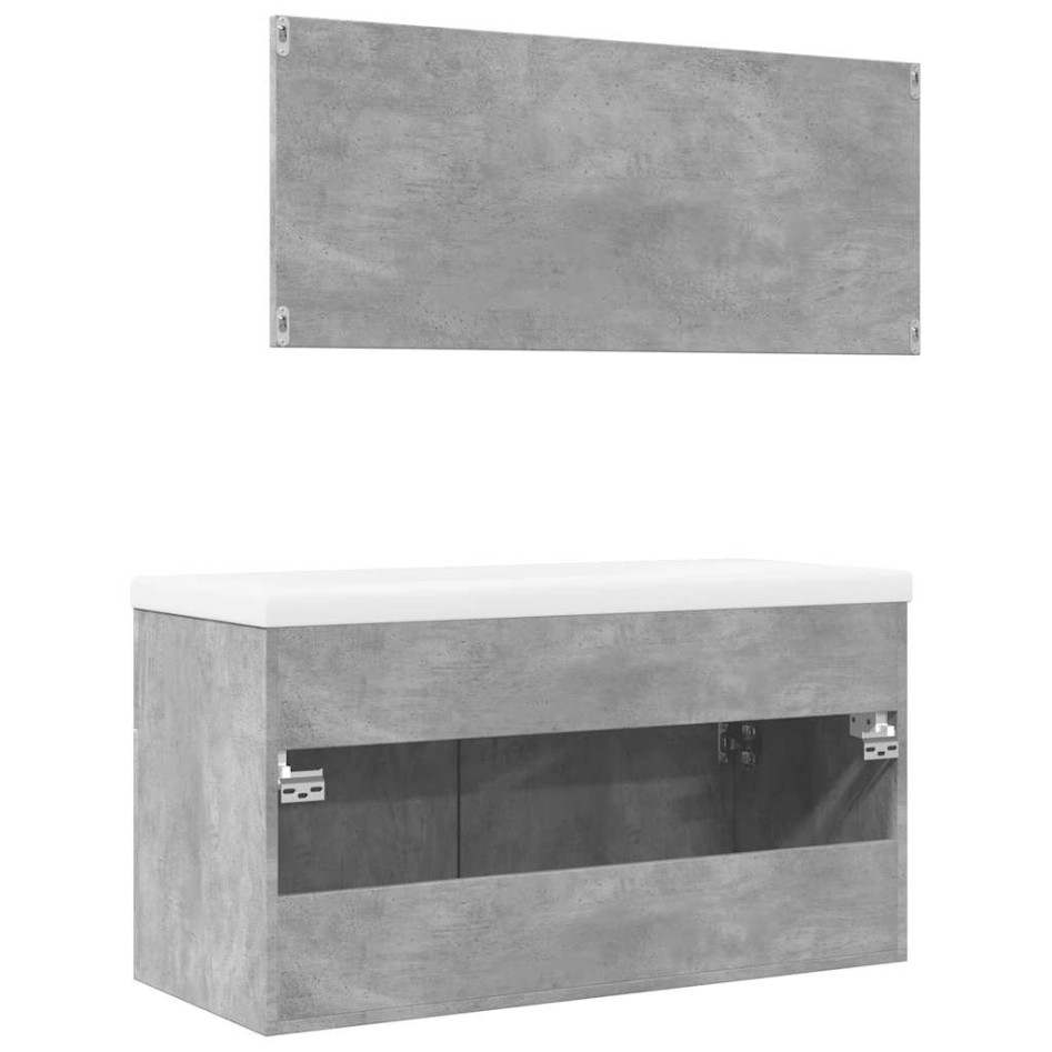 Set muebles de baño 2 piezas madera contrachapada gris