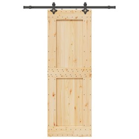 Puerta corredera con herrajes madera maciza de pino 80x210