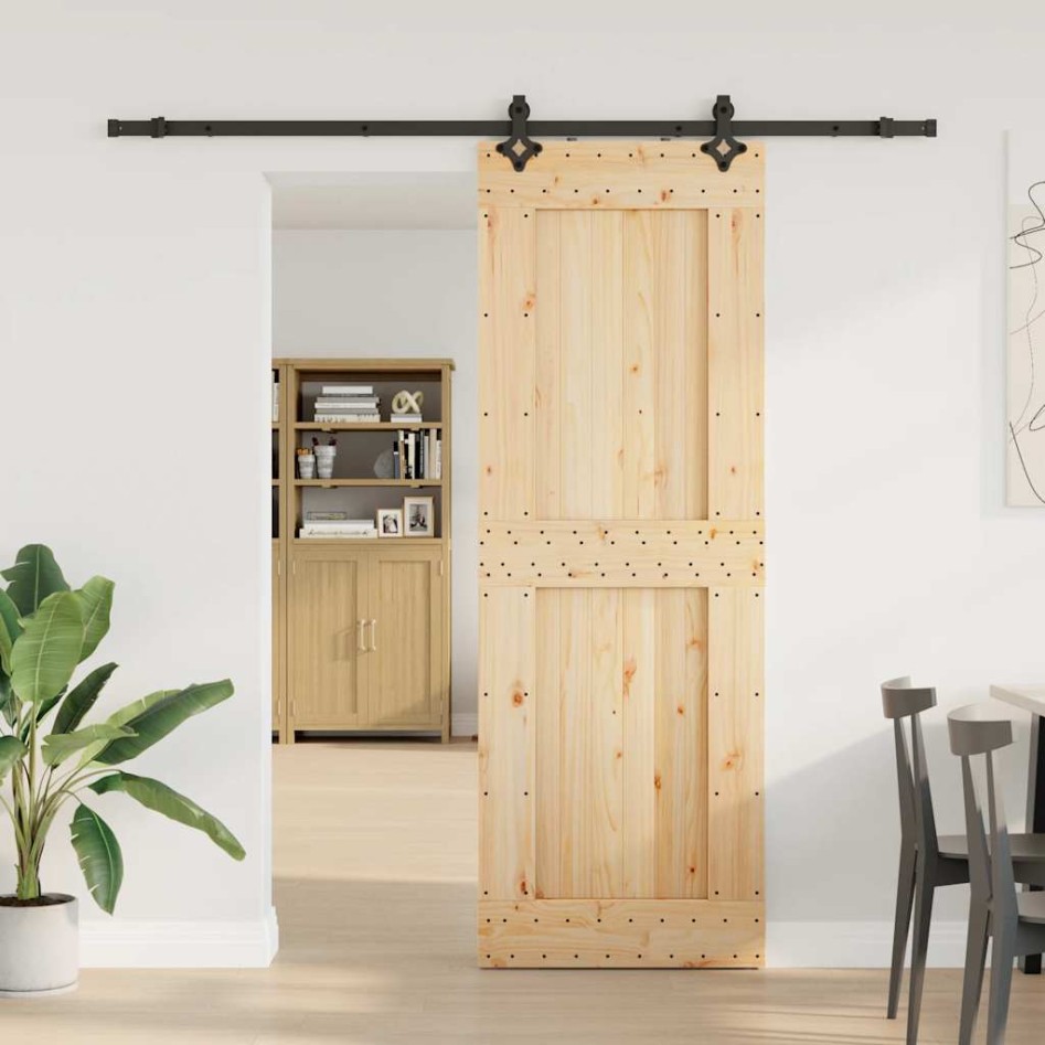 Puerta corredera con herrajes madera maciza de pino 80x210