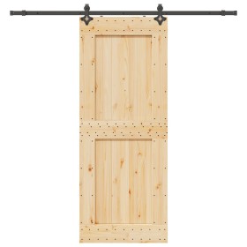 Puerta corredera con herrajes madera maciza de pino 90x210