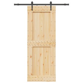 Puerta corredera con herrajes madera maciza de pino 85x210