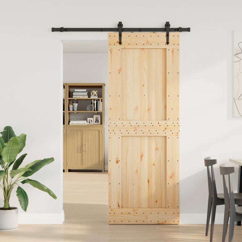 Puerta corredera con herrajes madera maciza de pino 85x210
