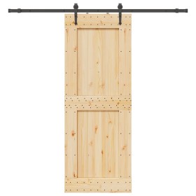 Puerta corredera con herrajes madera maciza de pino 85x210