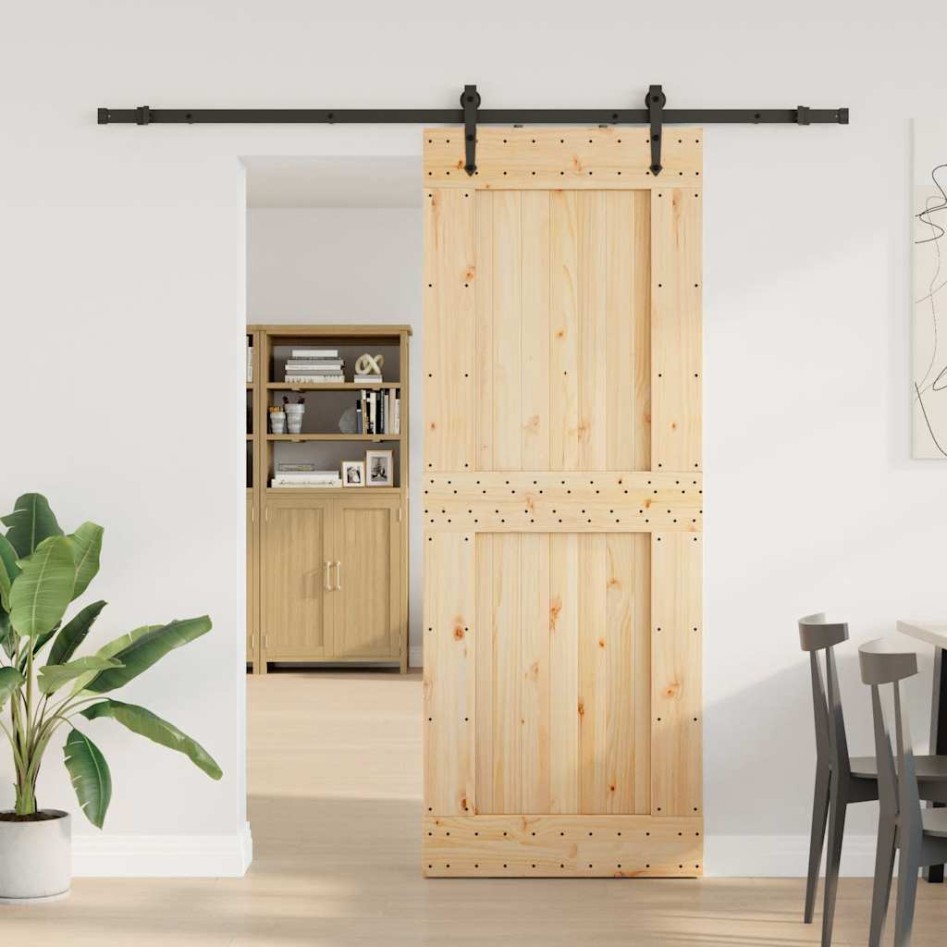 Puerta corredera con herrajes madera maciza de pino 85x210
