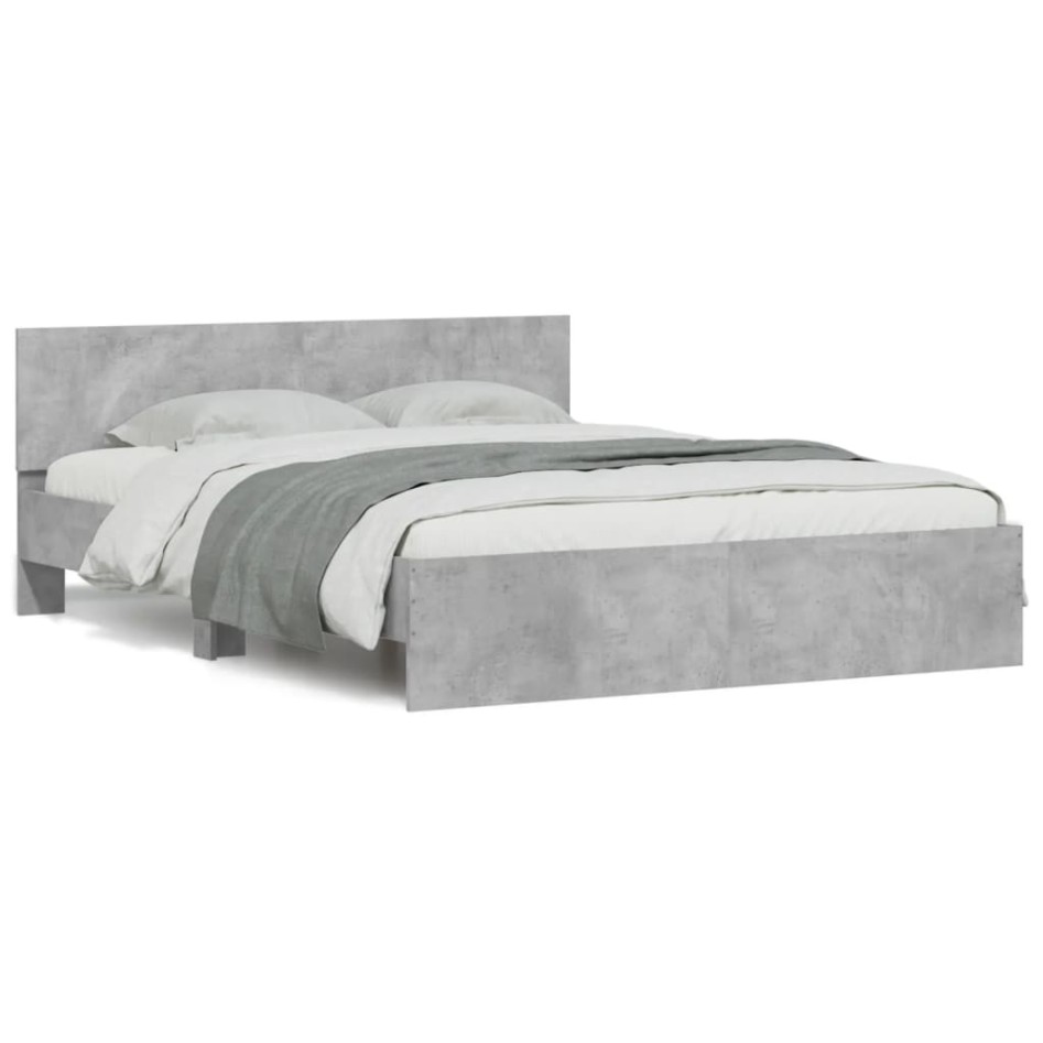 Estructura de cama con cabecero gris hormigón