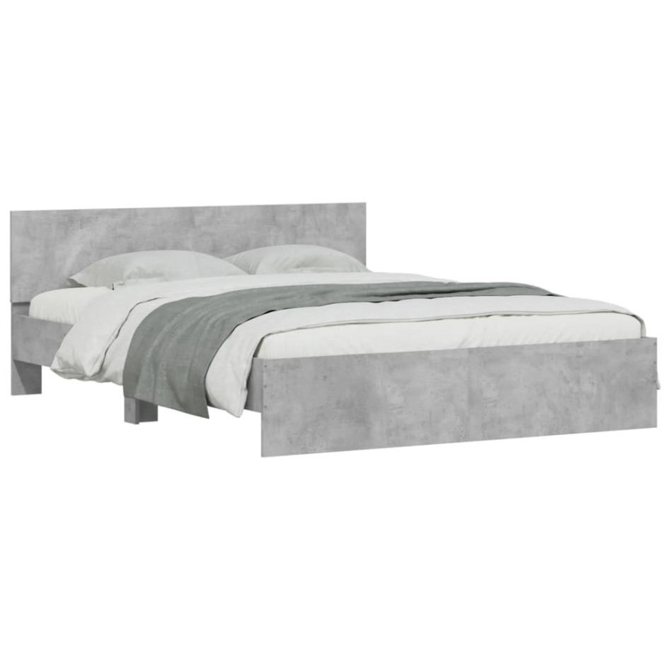 Estructura de cama con cabecero gris hormigón