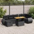 Set sofás jardín y cojines 5 pzas ratán sintético acacia