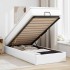 Estructura cama otomana colchón cuero sintético blanco