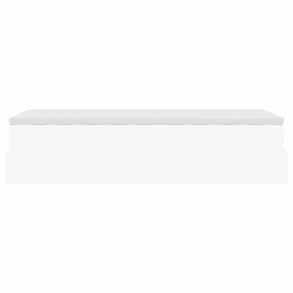 Estructura cama otomana colchón cuero sintético blanco