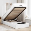 Estructura cama otomana colchón cuero sintético blanco