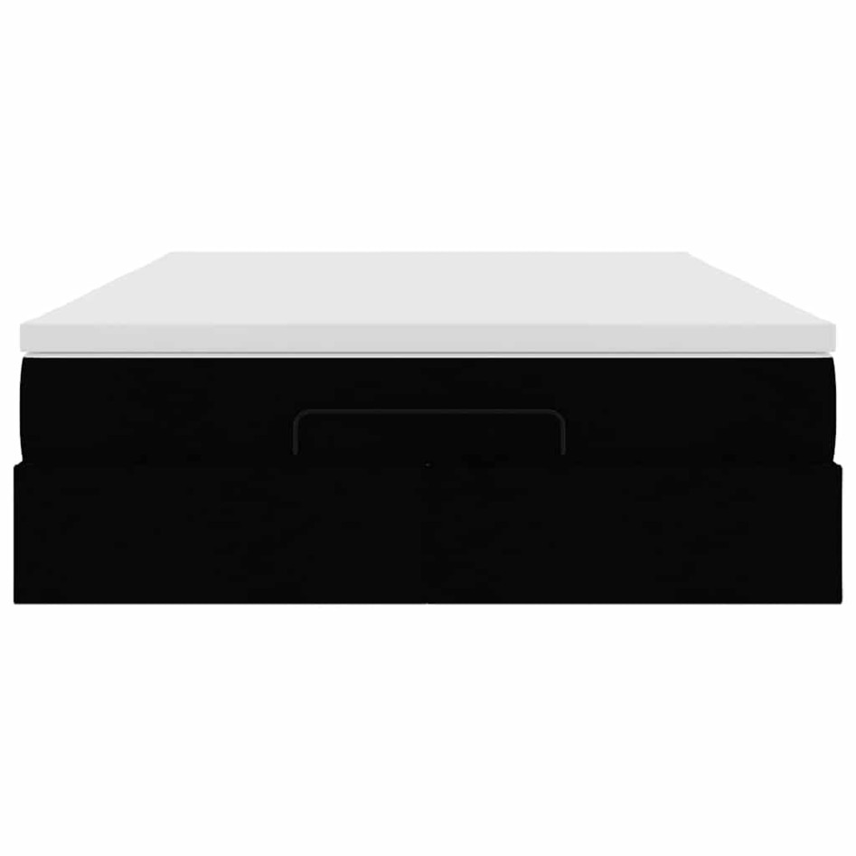 Estructura cama otomana colchón cuero sintético negro