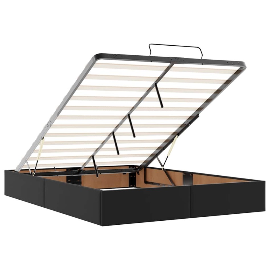Estructura cama otomana colchón cuero sintético negro