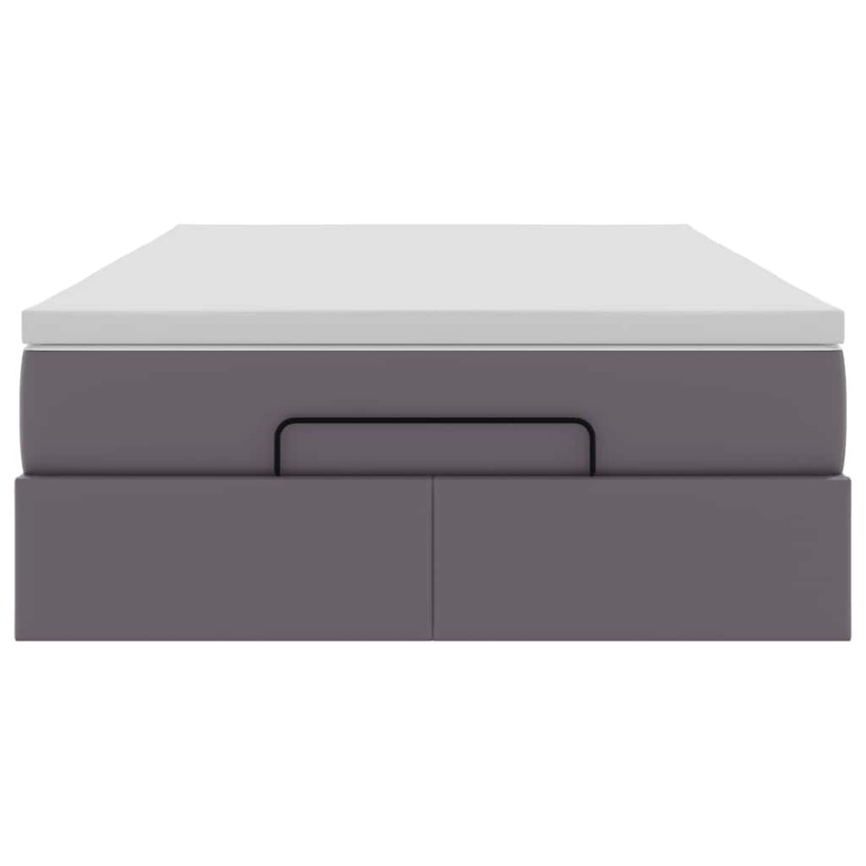 Estructura cama otomana colchón cuero sintético gris