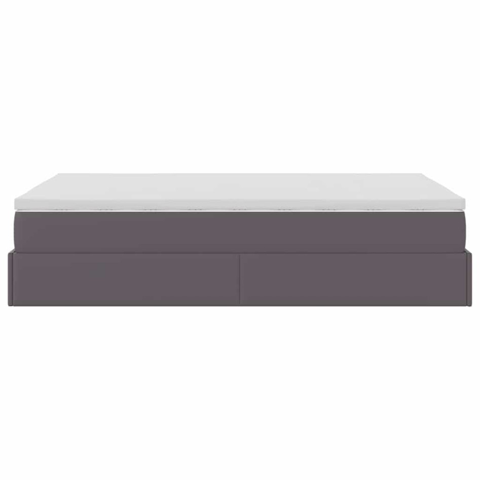 Estructura cama otomana colchón cuero sintético gris