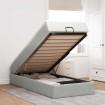 Estructura cama otomana colchón terciopelo gris claro 100x200cm
